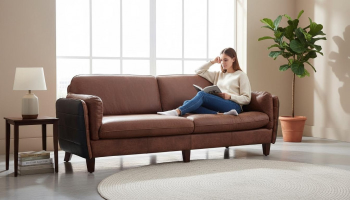 Luxus Vintage 3+2 Sëtzer Echtlieder Miwwel Wunnzëmmer Sofa Suite Loft Garnituren
