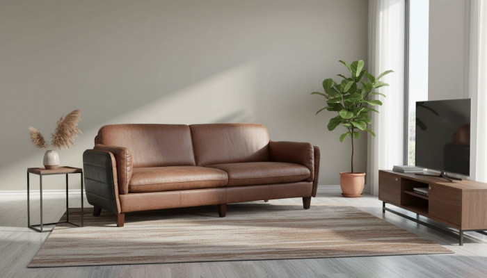 Luxus Vintage 3+2 Sëtzer Echtlieder Miwwel Wunnzëmmer Sofa Suite Loft Garnituren