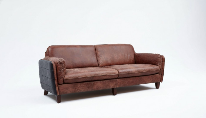 Luxus Vintage 3+2 Sëtzer Echtlieder Miwwel Wunnzëmmer Sofa Suite Loft Garnituren