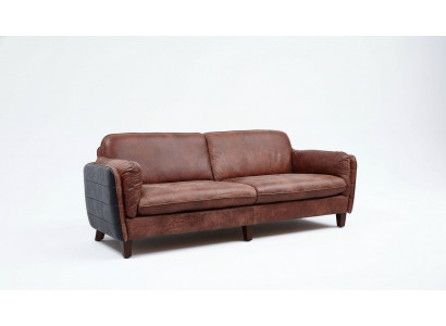 Luxus Vintage 3+2 Sëtzer Echtlieder Miwwel Wunnzëmmer Sofa Suite Loft Garnituren