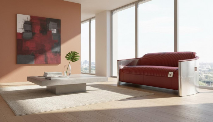 Liederdivan Canapé Polster Sofa Aluminium Dräisëtzer Vintage Luxus Miwwelen Sofas Nei