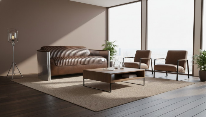 Echtlieder Sofa Lieder Designssofa 3-Sëtzer Vintage Canapé Aluminium Fliger Metall