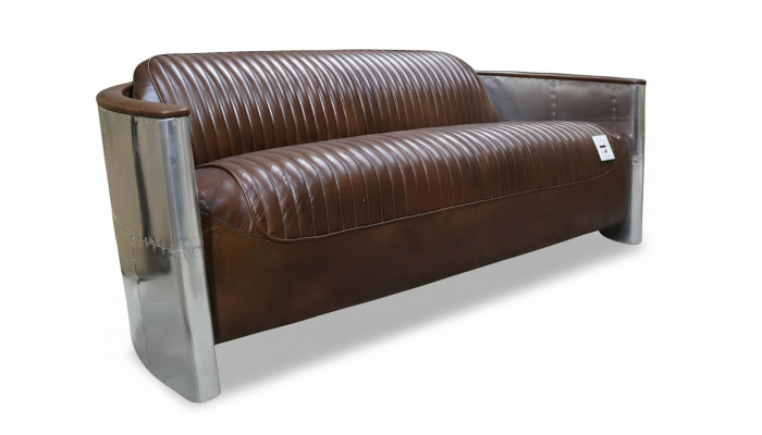 Echtlieder Sofa Lieder Designssofa 3-Sëtzer Vintage Canapé Aluminium Fliger Metall