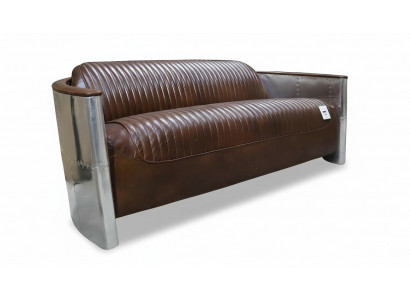 Echtlieder Sofa Lieder Designssofa 3-Sëtzer Vintage Canapé Aluminium Fliger Metall