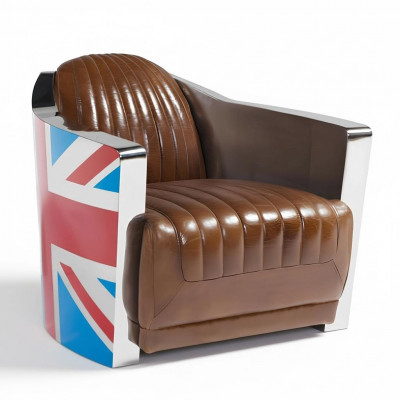 Union Jack Aviator Retro Clubssessel a brongem Lieder Vintage Sessel Miwwelen