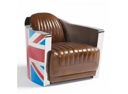 Union Jack Aviator Retro Clubssessel a brongem Lieder Vintage Sessel Miwwelen