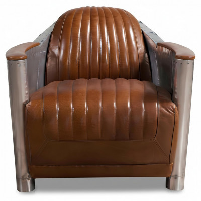 Still Echtléder Canapé Sofa Club Lounge Retro Aviateur Vintage Aluminimum Fliger