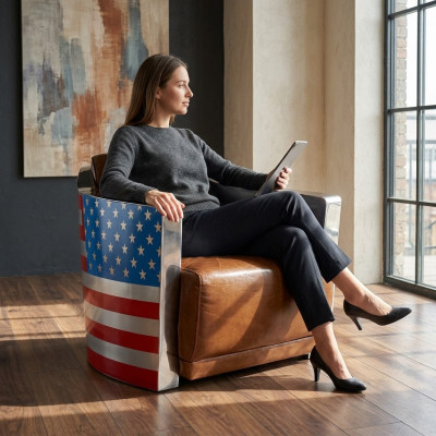 Echt Lieder Vintage Liederfauteuil Designsessel Rocket Union Jack Vintage
