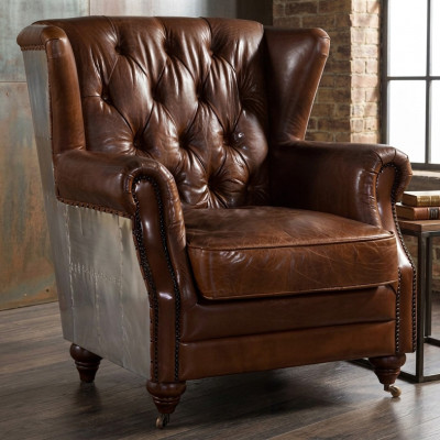 Ohrensessel Schéine Vintage Chesterfield Ouerbacke-Sessel Clubsessel