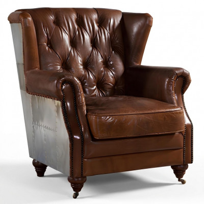 Ohrensessel Schéine Vintage Chesterfield Ouerbacke-Sessel Clubsessel