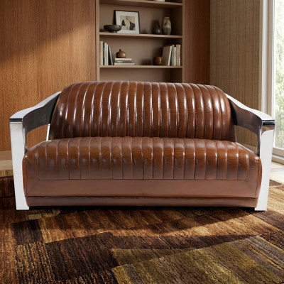 Echtlieder Sofa Lieder Designssofa 3-Sëtzer Vintage Couch Aluminium Metall