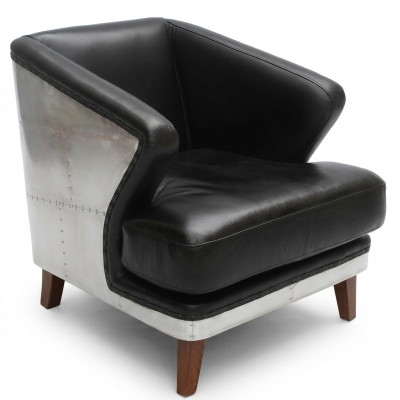 Clubsessel Schwaarz Lieder Ledersessel Vintage Sessel Miwwelen Relax