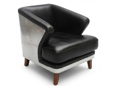 Clubsessel Schwaarz Lieder Ledersessel Vintage Sessel Miwwelen Relax