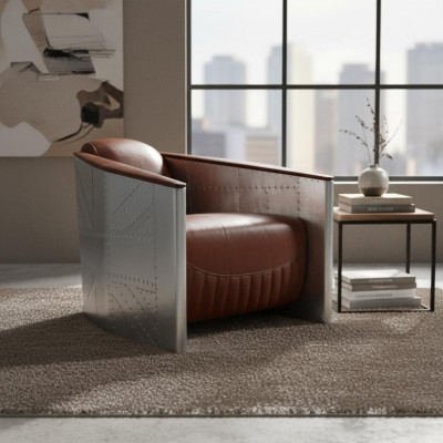 Sofa Sesselen Echtlieder Couch Club Lounge Aviator Vintage Aluminium Fliger Retro