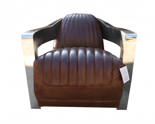 Aviator Miwwel Luxus Vintage Retro Shabby Liederstull Designer Fauteuil Sofa