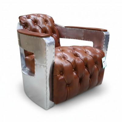 Chesterfield Still Knapp Zougemaach Sëtzen Shabby Vintage Tan Eechte