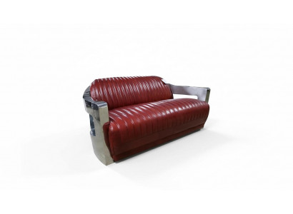 Vintage Sofa 2-Sëtzer Ledersofa Retro Miwwelen Sofa Canapé Polstersëtz Zweisëtzer Neit