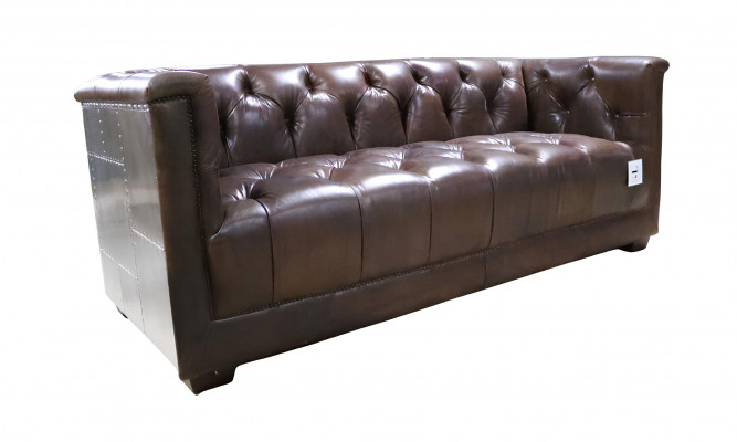 Canapé 3 Plazen Chesterfield 3-Plazen Vintage Brongt Shabby Ledercanapé