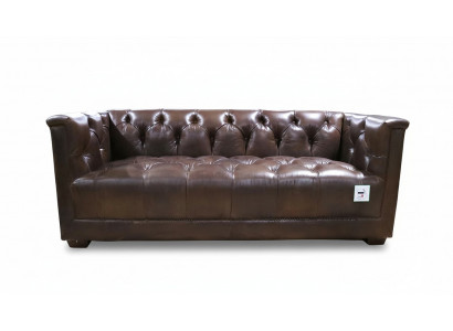 Canapé 3 Plazen Chesterfield 3-Plazen Vintage Brongt Shabby Ledercanapé