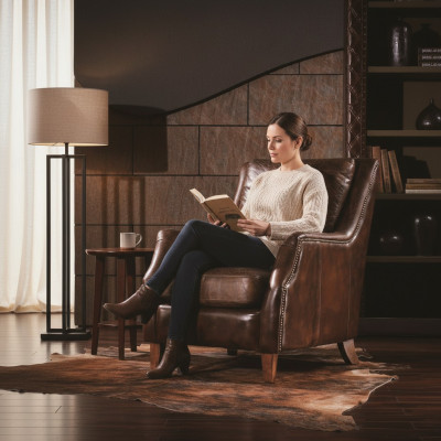 Ohrensessel Fauteuil Wunnzëmmerfauteuil Polsterfauteuil Vintage Echtlieder.