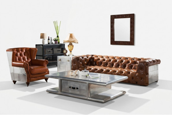 Couchtisch Dësch Wunnzëmmerdësch Aluminium am Retro Fliger Design Dëscher Alu