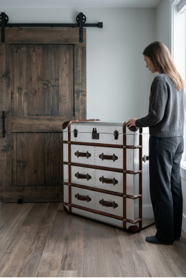 Kommod Aluminium Vintage Koffer Sideboard Fliger Aviator Designer Miwwelen
