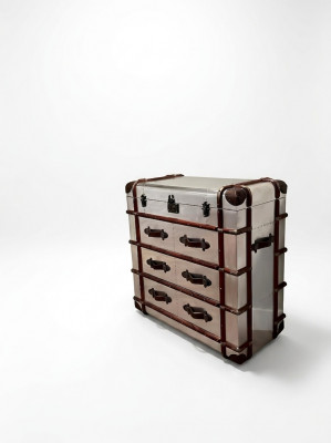 Kommod Aluminium Vintage Koffer Sideboard Fliger Aviator Designer Miwwelen