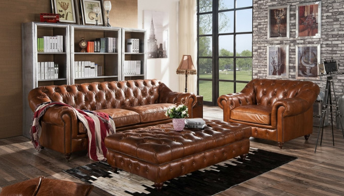 Viktorianesch Chesterfield Sofagarnitur Gepolstert Canapé Sofa Lieder 3+1 Sëtz Set 2 Deeler.