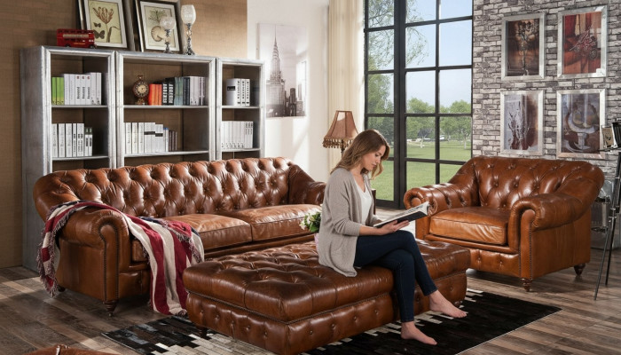 Design Chesterfield dräi Sëtzer 3 Sëtzer Lieder Canapé Kiissensofas Sofa Setz Neit