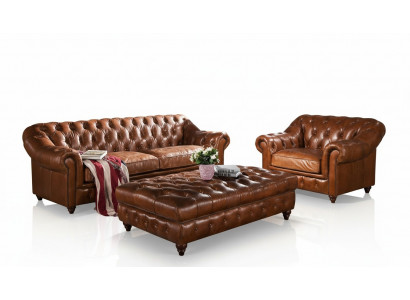 Foussocker Club Lounge Chesterfield Hocker Textil Ottoman Design Ottomane