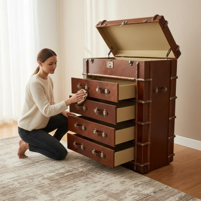 Design Kommod Loft Vintage Retro Schaf Koffer Lieder Luxus