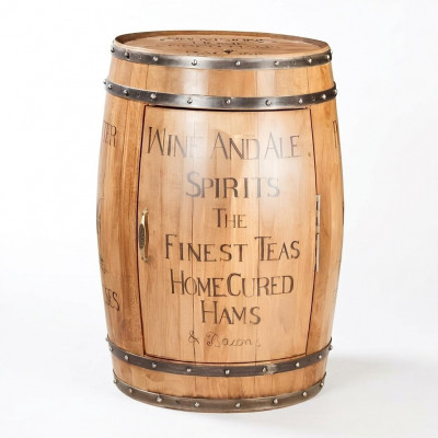 Fass Wäiregal Hausbar Vintage Holz Bar Dësch Holz Schiefen Ronn Nei