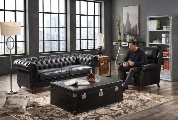 Luxus Chesterfield Sofasett 3+1 Sëtz Couchtisch 4tlg.Set Sofa Lieder