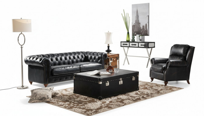 Luxus Chesterfield Sofasett 3+1 Sëtz Couchtisch 4tlg.Set Sofa Lieder
