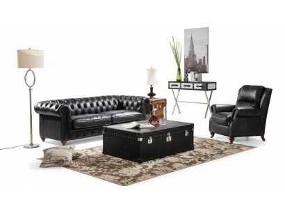 Luxus Chesterfield Sofasett 3+1 Sëtz Couchtisch 4tlg.Set Sofa Lieder