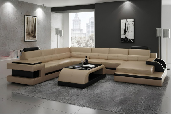 Ecksofa Couch Sofa Led Wunnlandschaft Polsterset USB beliicht Set