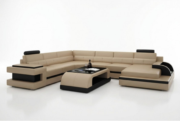 Ecksofa Couch Sofa Led Wunnlandschaft Polsterset USB beliicht Set
