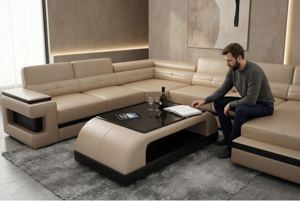 Cannapé-Dësch Glas Design Kaffisdësch Wunnzëmmer Lieder Couche Bäistoeldësch Sofadëscher