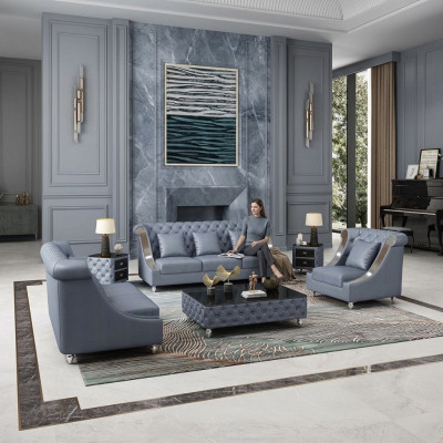 Ledercouch Canapé Wunnlandschaft Garnitur Design Modern 3 1 Sëtz Couch Nei