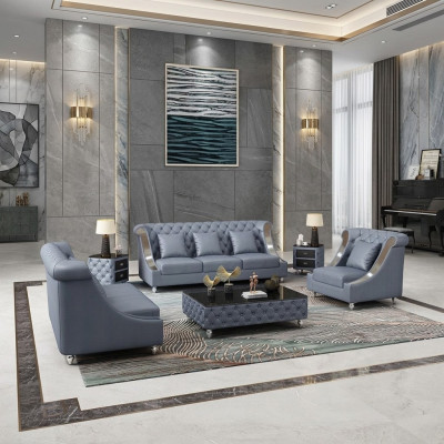 Ledercouch Canapé Wunnlandschaft Garnitur Design Modern 3 1 Sëtz Couch Nei