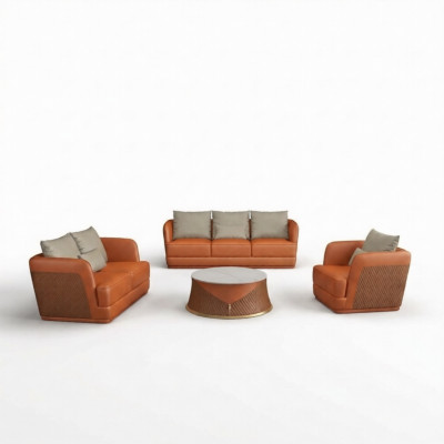 Ledersofa Canapé Wunnlandschaft 3 2 1 Sëtzer Garnitur Design Modern Canapéen Couchen