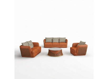 Ledersofa Canapé Wunnlandschaft 3 2 1 Sëtzer Garnitur Design Modern Canapéen Couchen