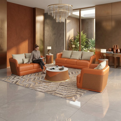 Luxus Sofa Design Canapé Polster Modern Sofas 3 Plazen Drësëtzer orange grouss XXL