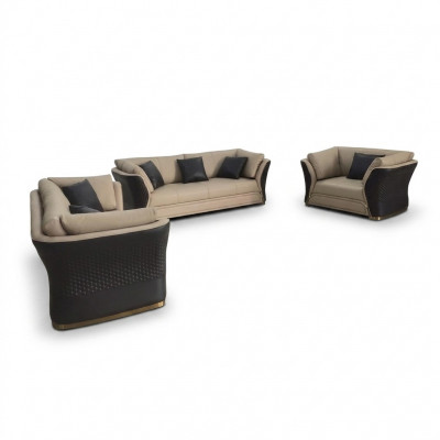 Ledercouch Couch Landschaft Sofaensemble Design Couchen 321-Sëtzer