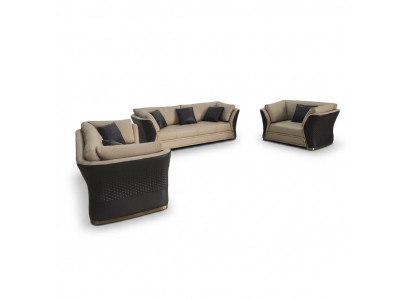 Ledercouch Couch Landschaft Sofaensemble Design Couchen 321-Sëtzer