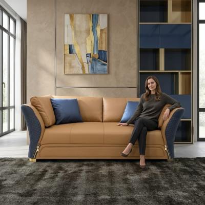 Sofa Dräisiwwer Couch Gepolstert Design Sëtz Sofas Deko Sall Miwwelen Modern.