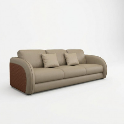 Dräisëtzer Couch Polster Design Sofa Modern 3er Sëtz Sofae Sall Miwwelen Beige