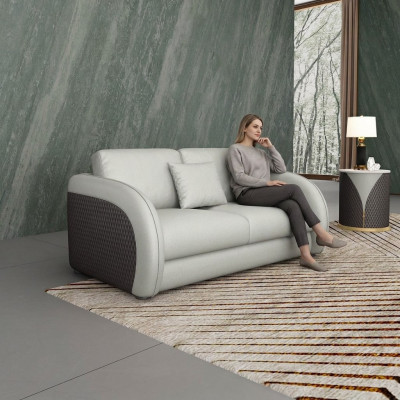 Ledercouch Sofa Wunnlandschaft 2-Sëtz Design Modern Sofa Zweesëtz Echtlieder