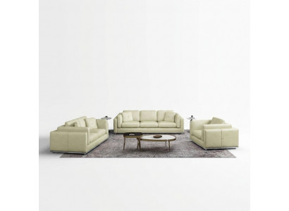Ledercouch Sofagarnitur 3 2 1 Sëtz Set Garnitur Gepolsteren Sofa Canapé Sofa Canapé