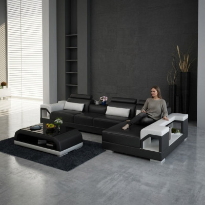 Canapé Ecksofa Lieder Wunnlandschaft Garnitur Design Modern Sofa L-Form mat USB